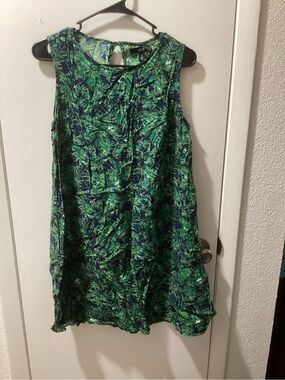 ellos Green Tropical Leaf Sleeveless Swim Coverup